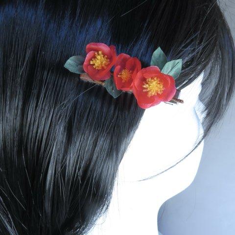 【アウトレット品】椿のヘアクリップ ヘアアクセサリー 髪飾り 冬 赤 着物