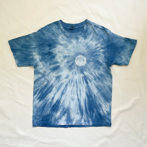 送料無料 MOONLIGHT Tシャツ2 月光 藍染 絞り染　オーガニックコットン
