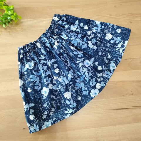 【20%OFF】LIBERTY キッズ ギャザースカート裏地付 イルマ ネイビー size:100~110