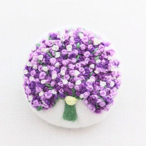 ライラックの花束③刺繍ブローチ 