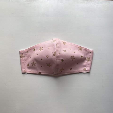 ピンクの星柄マスク☆立体布マスク☆ゴム紐付き☆個包装