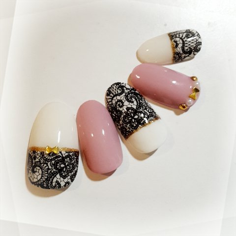 Lace Nail Black×Orchid