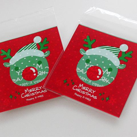 ■クリスマスOPP袋・約10ｘ10+3cm【赤鼻のトナカイ♪】20枚で320円