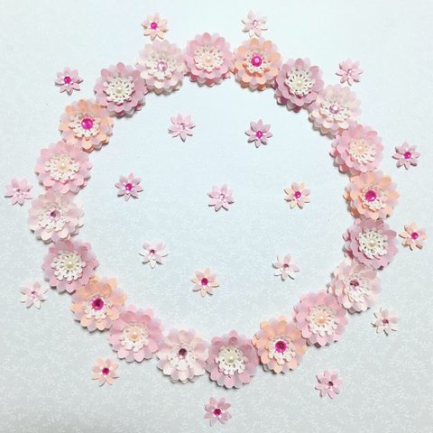 お花シール❁︎40枚❁︎半透明mix ピンク