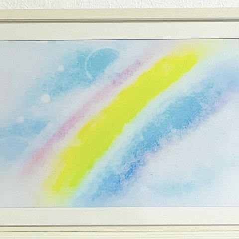 虹の絵『over the rainbow』パステルアート 1点もの 25×35 レインボー　癒し