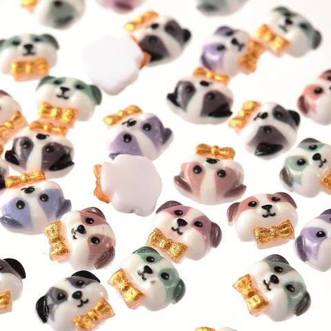 デコパーツ 動物 犬 リボン 10mm ミックス 250個 3D ネイルパーツ ミニ ハンドメイド 手芸 パーツ BD3773