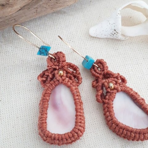 shell × macrame  pierce /天然シェル