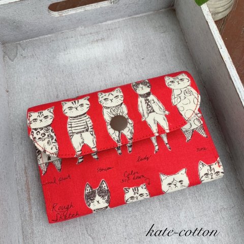 ■受注製作！軽いミニ財布⭐︎おしゃれなネコ柄・ねこ・猫