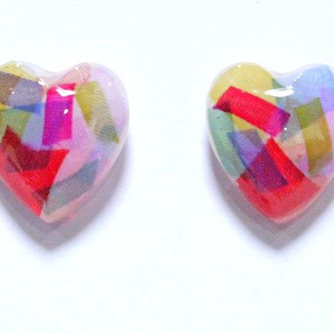 イロトリドリ ＊ colorful ribbon ピアス 《 heart 》