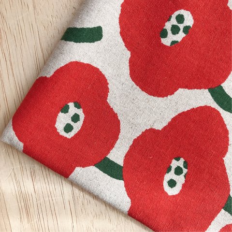 【綿麻キャンバス55×50】poppy flower・レッド