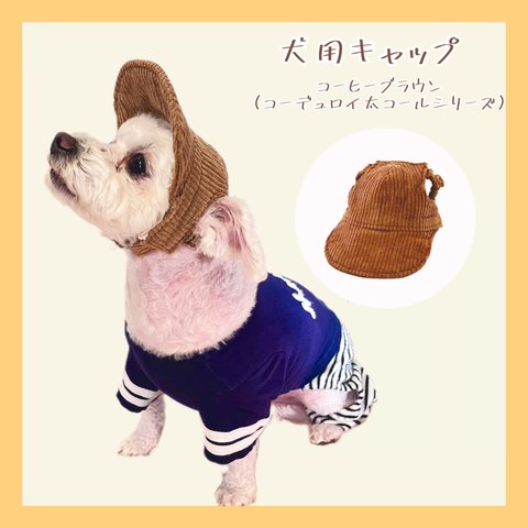 【AUTUMN/WINTER Collection】わんちゃんの目や頭を守る犬用帽子　コーデュロイ太コールシリーズ・コーヒーブラウン