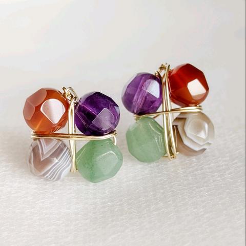 14kgf Colorful natural stone * 天然石 de 色あそび *　ピアスorイヤリング