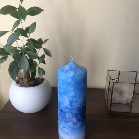 hand maid candle blue モザイク