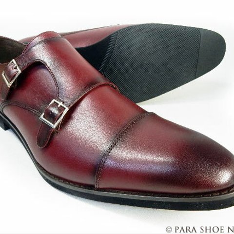 PARASHOE 本革 ダブルモンクストラップ ビジネスシューズ 黒 4E 27.5cm、28cm、28.5cm、29cm、29.5cm、30cm、31cm、32cm（PS1808-BLK）