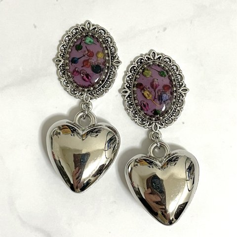 flower antique heart pierce or earring✴︎