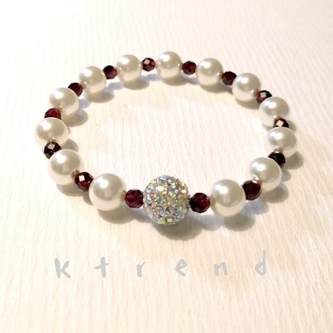 Pearl&garnet Combination Bracelet