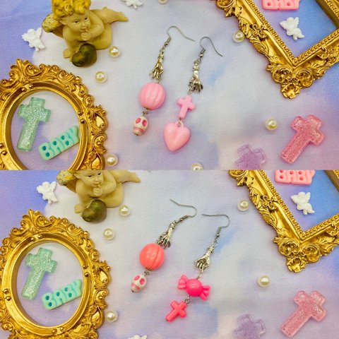 [sale]ピンクの悪夢 ピアス イヤリングへの金具変更可能