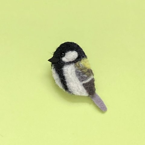 シジュウカラブローチ <羊毛フェルト>-Japanese tit brooch