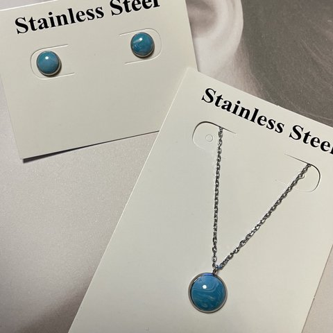 STAINLESS・ピアス＆ネックレス(ブルー)