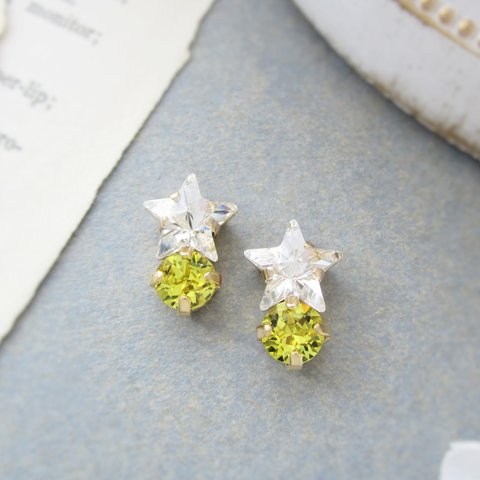 Star bijou earring／pierce（クリスタル＊シトラスグリーン）*3940*