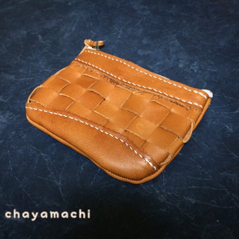 【sold out】④もっちりメッシュ馬ヌメ革のコインケース（ミニポーチ）