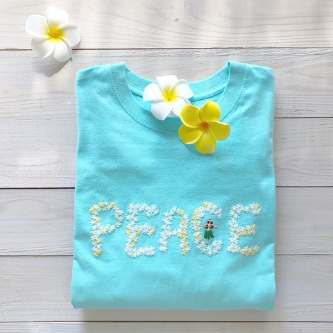 【再販不可】プルメリアの花文字とフラガールの手刺繍ロングTシャツ