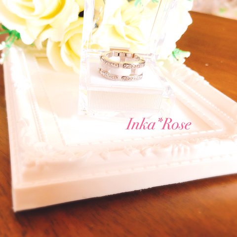 【ラスト1点】スワロフスキー✨crystal ceramic ring💍✨グルーデコ ホワイト