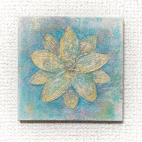 「お花の絵(オーロラ)」　ミニキャンバス　絵画　アート