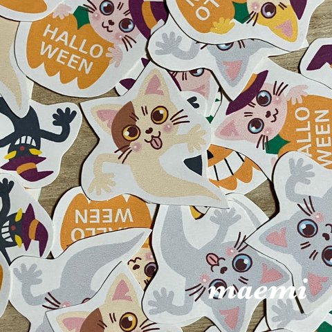 猫のフレークシール　「Halloween」