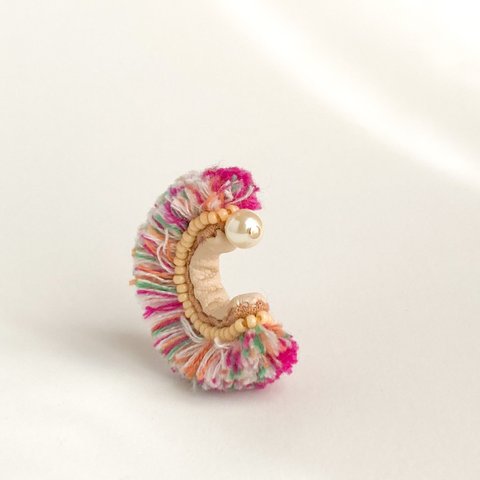 fluffy ear cuff / purple×multi color