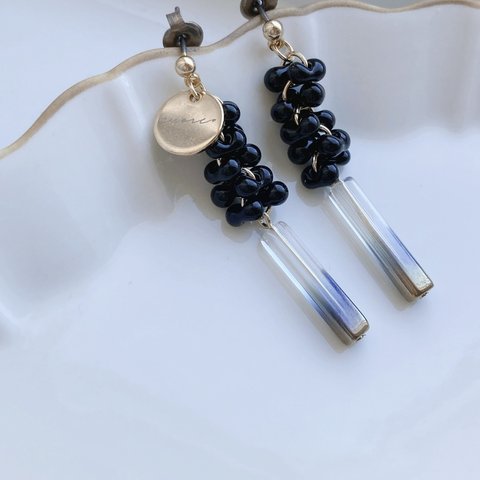 【再販】black beads×stick pierce