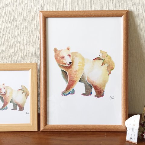 動物イラストポスター「クマの親子」