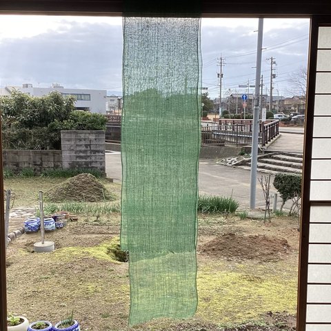 蚊帳　手ほどき　淡緑　色ムラ有り　(5)