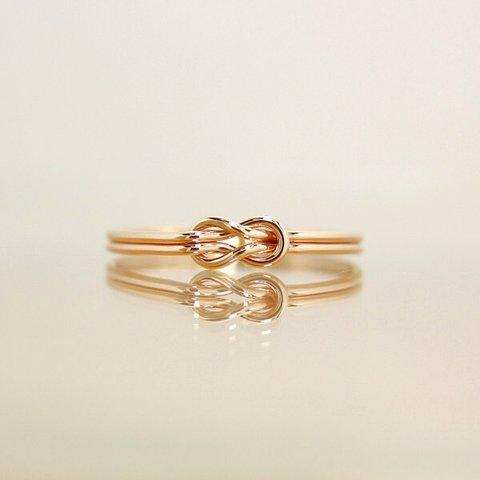 ＊14kgf＊ほんのりピンク＊本結び＊リング【金】Square knot rose gold ring