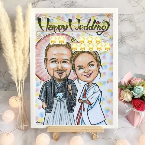 似顔絵　結婚式　受付　ウェルカムボード　ウェルカムスペース　イラスト　両親贈呈品　プレゼント　結婚祝い　