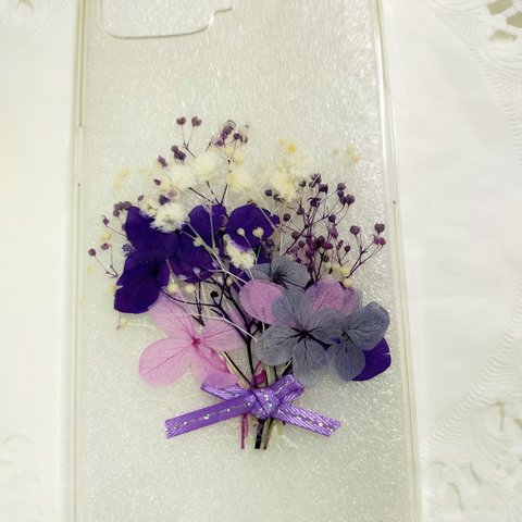 【送料込】紫 ミニブーケ③ スマホアクセサリー