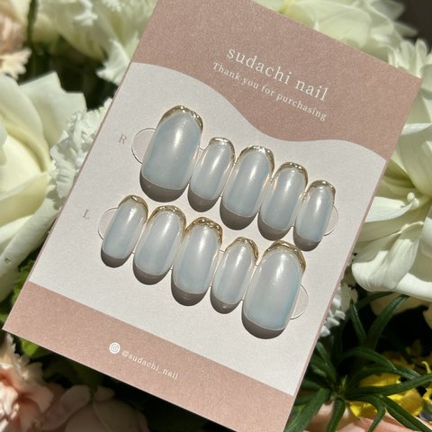 【現品1点限り】nail cip  オーロラミラー　フレンチ　上品