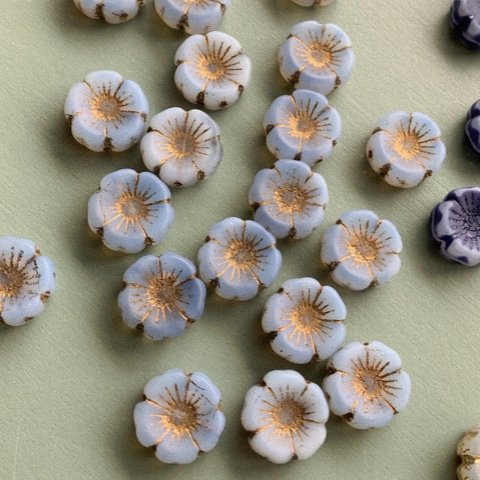 【2コセット】JIRI＊IVANA#czech beads#チェコビーズ　flower14㍉ milk white/copper