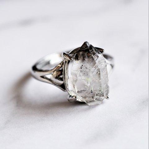 【1点もの・D】フリーサイズ　大粒　ニューヨークハーキマーダイヤモンドクォーツ　結晶　Silver925リング（指輪）   【1点もの・A】フリーサイズ　大粒　ニュ