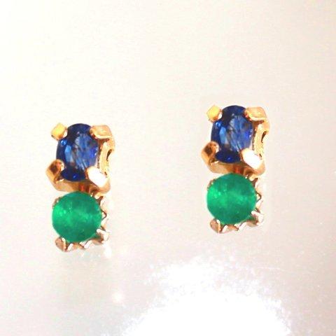 k18gp - shoka - Sapphire & Emerald Earrings/Pierce