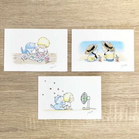 ゴンちゃんとぼく🍨夏のポストカード3枚セット