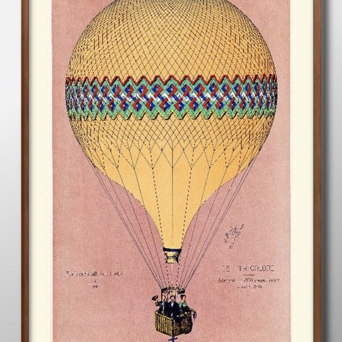 6649■A3アートポスター『気球　ビンテージ　バルーン』絵画　イラスト　デザイン　北欧　マット紙