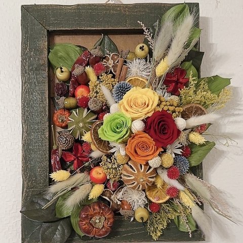 Vegetable fruit wall hanging arrangement🍎🌹❤️ (野菜とフルーツ壁掛け)