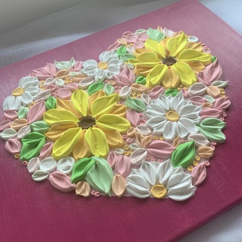 40cm×30cm Flower texturedart フラワーアート　テクスチャーアート　花束　インテリア　ウォールアート　韓国　アートフラワー