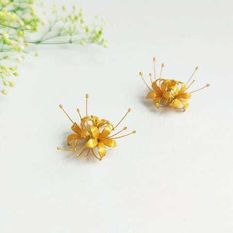 【受注生産】彼岸花(曼珠沙華)のピアス、イヤリング