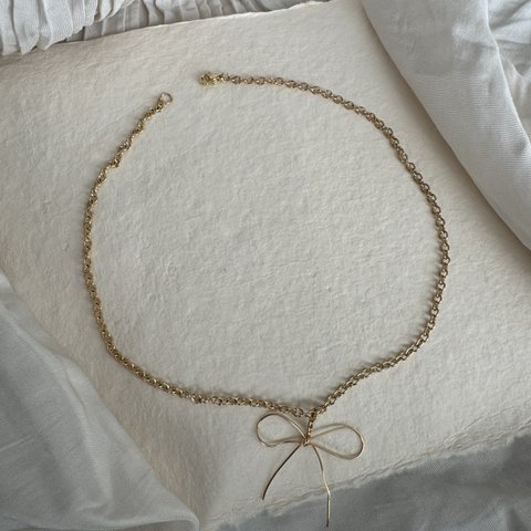  《 リボン ネックレス 》 Wire Ribbon Necklace