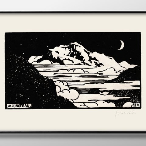 13913　■　A3　アートポスター『フェリックス・ヴァロットン　月夜』絵画　イラスト　デザイン　マット　北欧