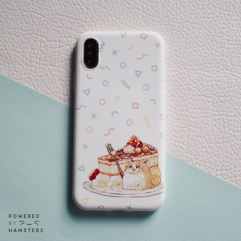 オープニングセール iPhone 対応スマホケース, ハムスターとショートケーキ(14 pro, 13mini, SE(2), 13, 14 pro max,)