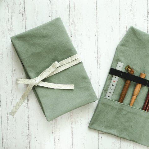 カリグラフィー向き【2WAY布製ペンケース】ピスタチオ Canvas pencil case for calligraphy