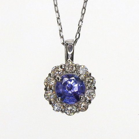 ネックレス Pt 天然 タンザナイト ダイヤモンド 0.16ct D0.10ct 40cm ◆ 鑑別書付き 12月 誕生石 （p-16071）